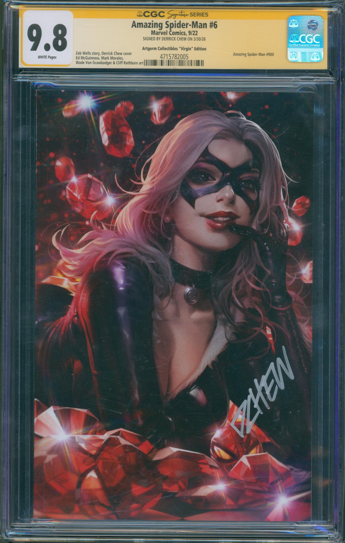 Amazing Spider-Man #6 (2022) CGC SS 9.8 – Derrick Chew Signed Artgerm Collectibles Virgin Edition