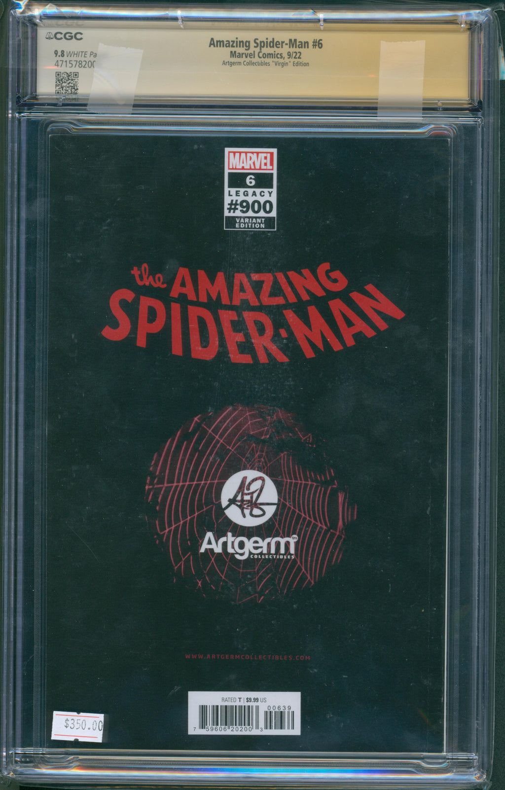 Amazing Spider-Man #6 (2022) CGC SS 9.8 – Derrick Chew Signed Artgerm Collectibles Virgin Edition