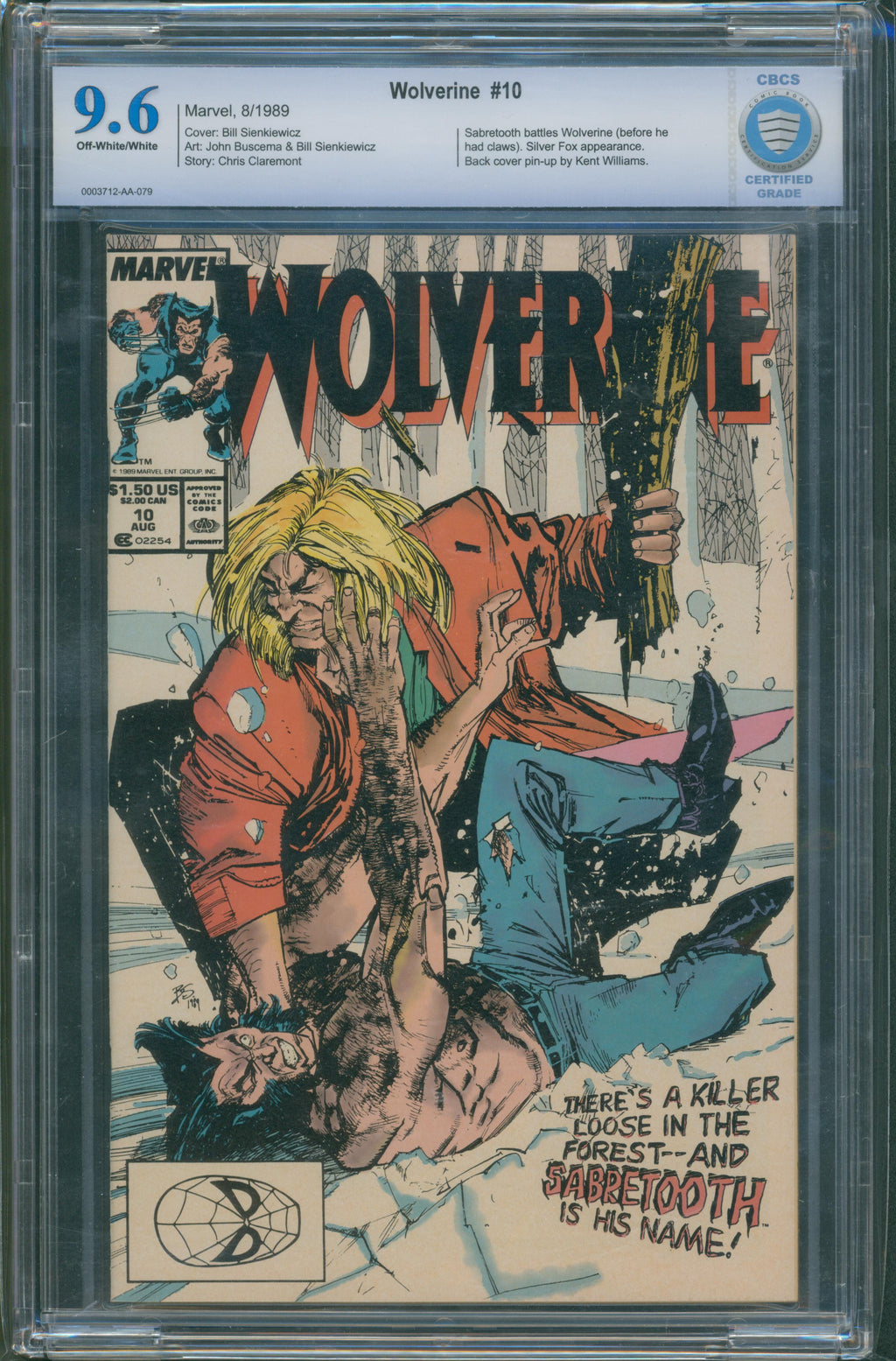 Wolverine #10 (1989) CBCS 9.6 – Sabretooth Battle