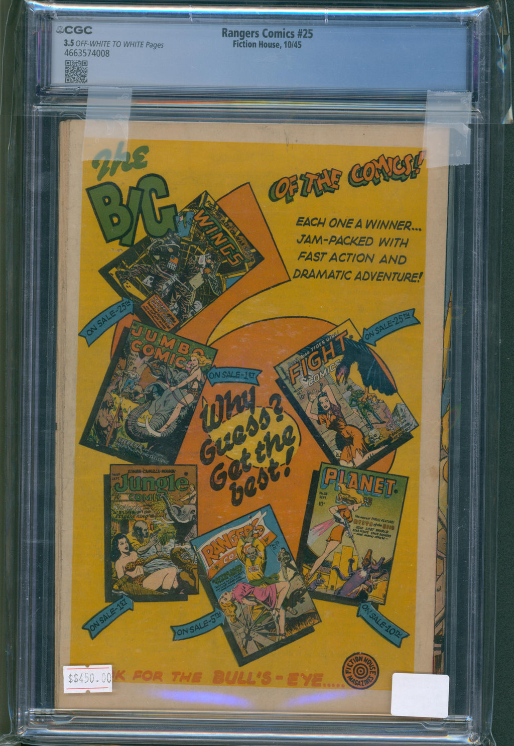Rangers Comics #25 (1945) CGC 3.5 – Joe Doolin Cover