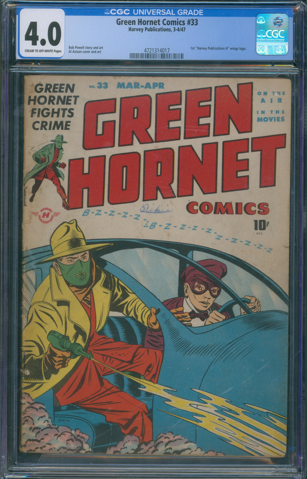 Green Hornet Comics #33 (1947) CGC 4.0 – Al Avison Cover