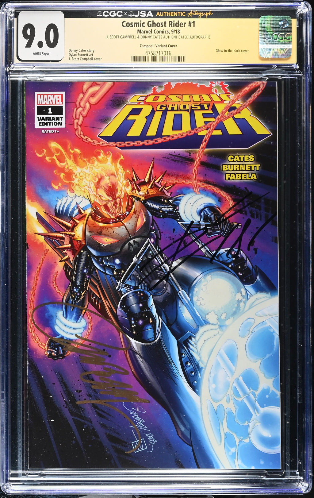 Cosmic Ghost Rider #1 (2018) CGC 9.0 – Campbell Variant, JSA Authenticated Autographs