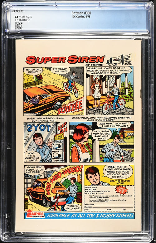 Batman #300 (1978) CGC 9.4 – White Pages