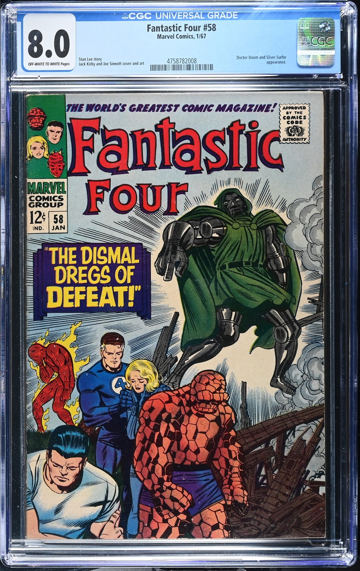 Fantastic Four #58 (1967) CGC 8.0 – Doctor Doom Cover