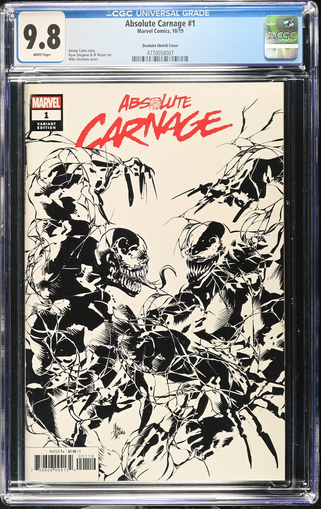 Absolute Carnage #1 (2019) CGC 9.8 – Deodato Sketch Cover