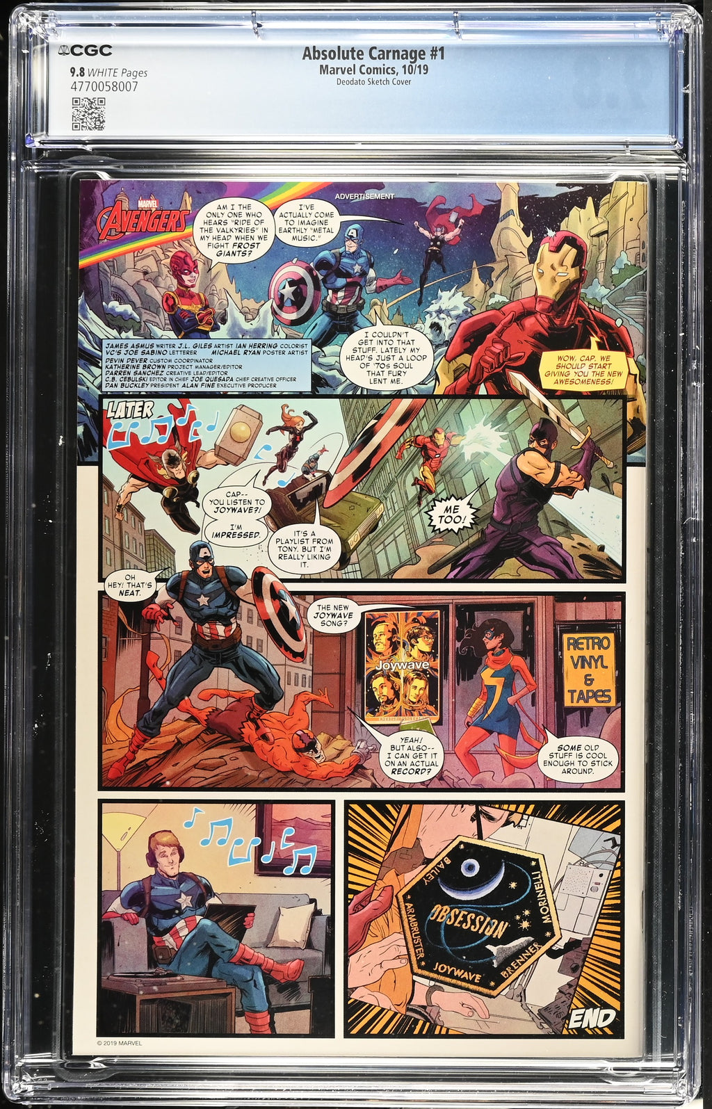 Absolute Carnage #1 (2019) CGC 9.8 – Deodato Sketch Cover