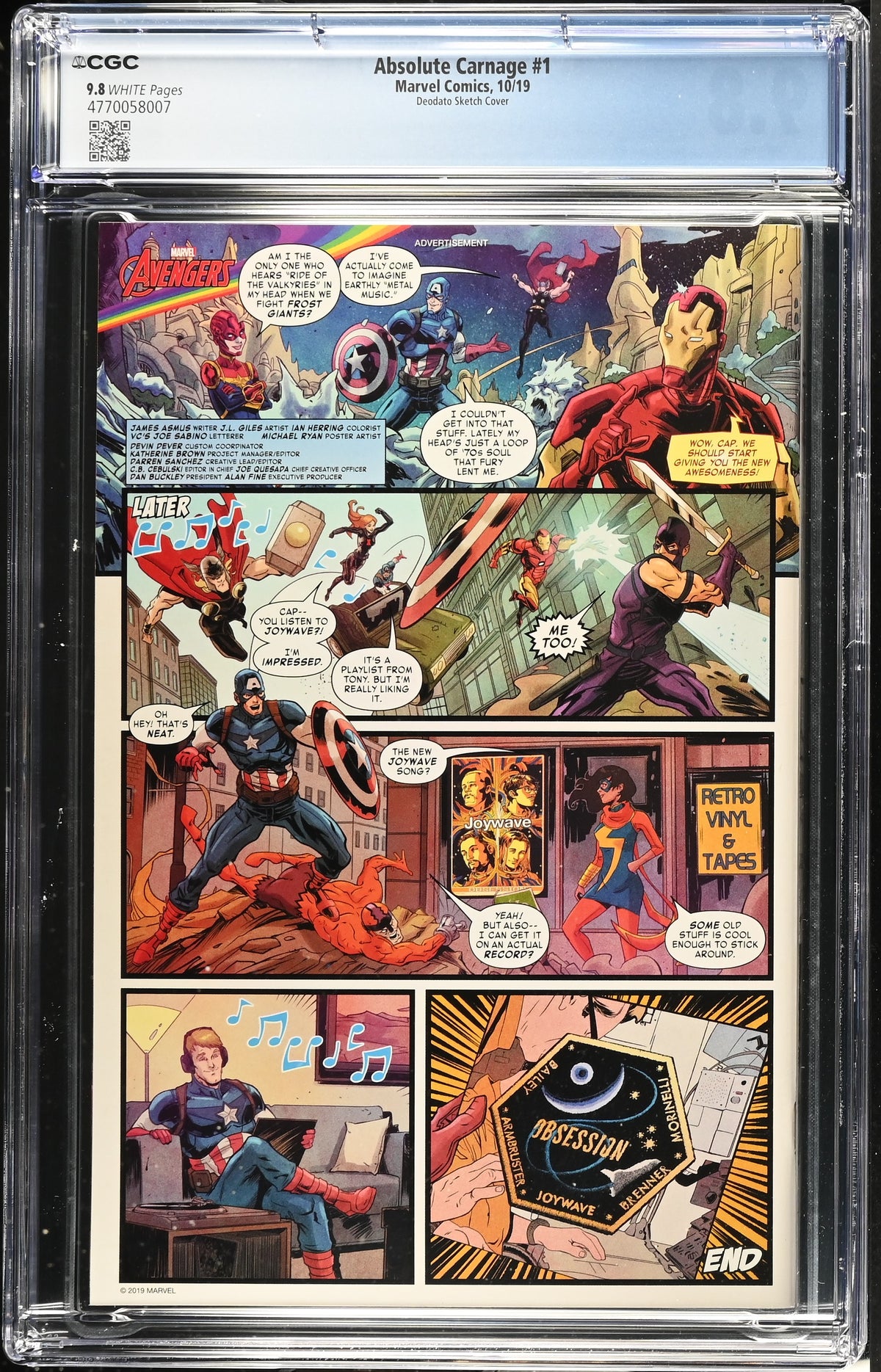 Absolute Carnage #1 (2019) CGC 9.8 – Deodato Sketch Cover