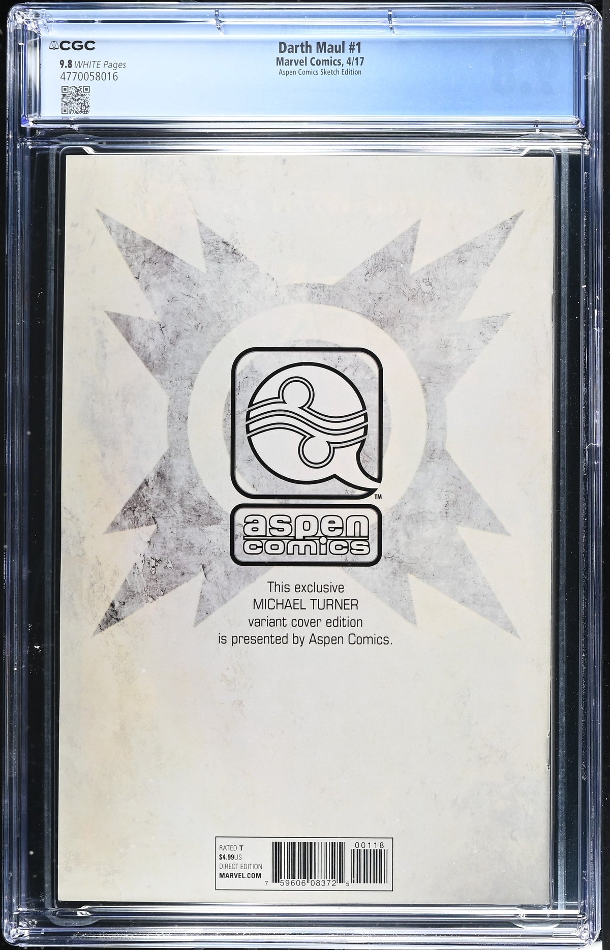 Darth Maul #1 (2017) CGC 9.8 – Aspen Comics Sketch Edition